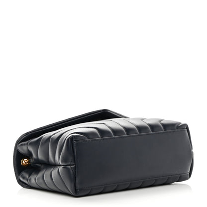 Saint Laurent Calfskin Y Quilted Monogram Small Loulou Chain Satchel Deep Marine 4 of 13