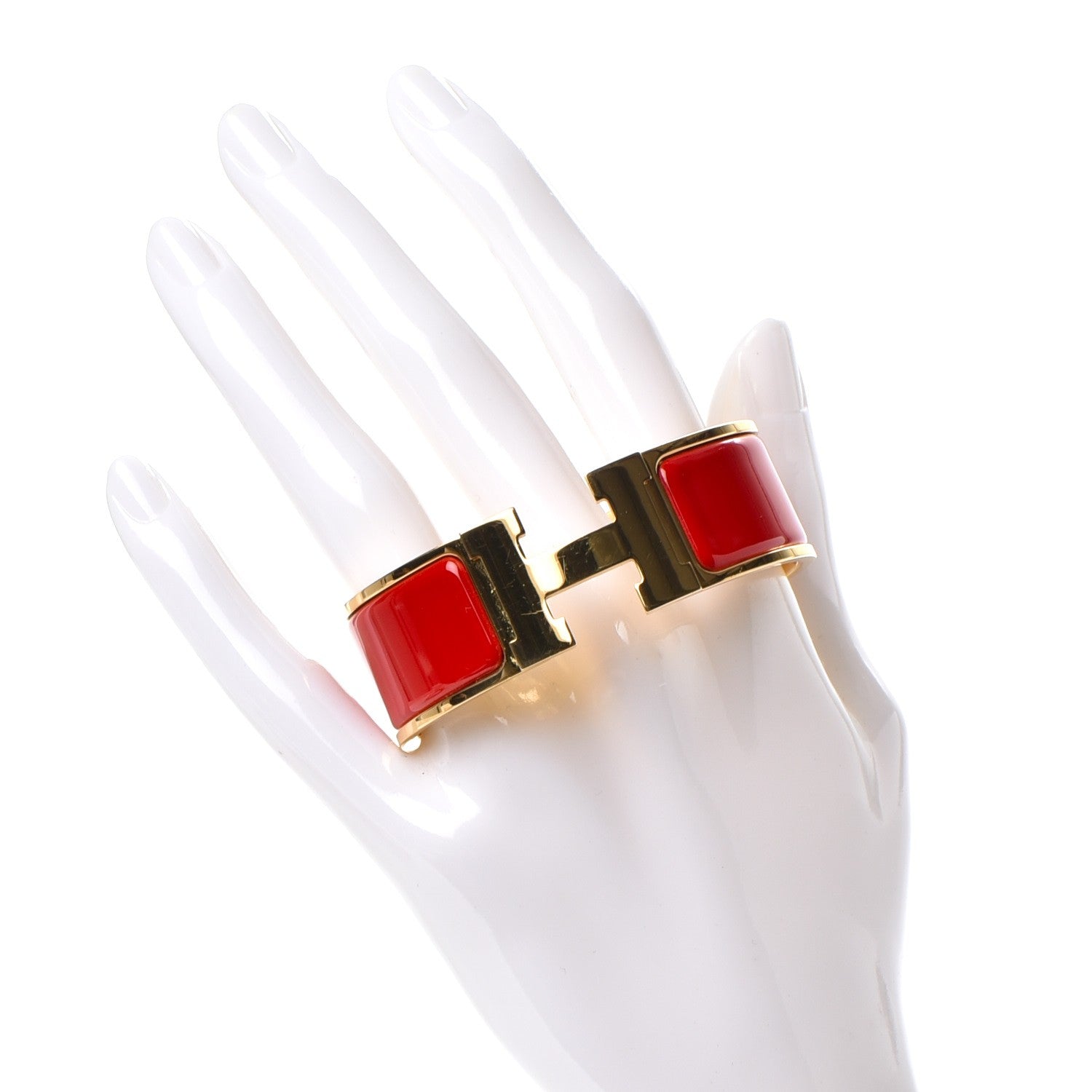 Hermes Enamel Wide Clic Clac H Bracelet PM Rouge Amarante 2 of 5