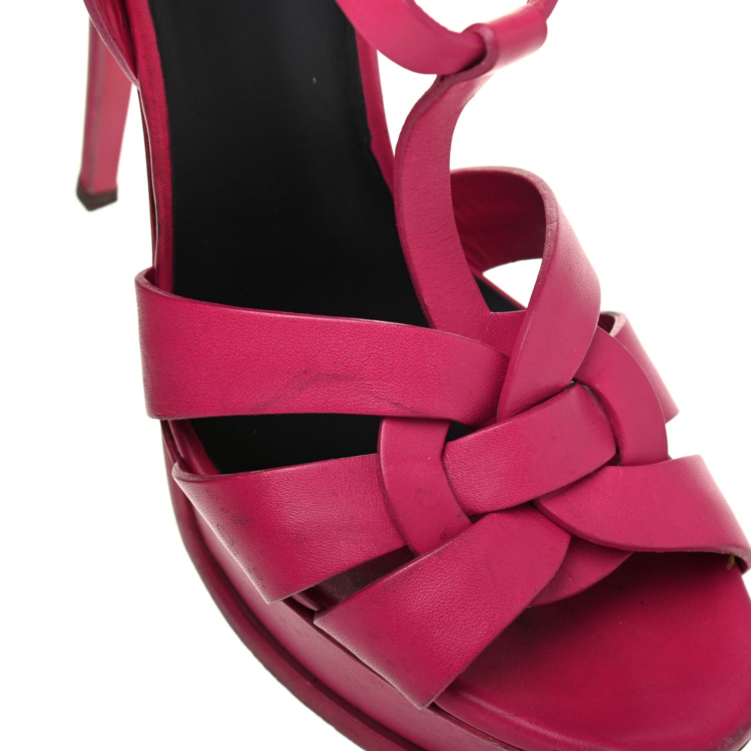 Saint Laurent Calfskin Tribute 105 Platform Sandals 39.5 Fuchsia 16 of 28