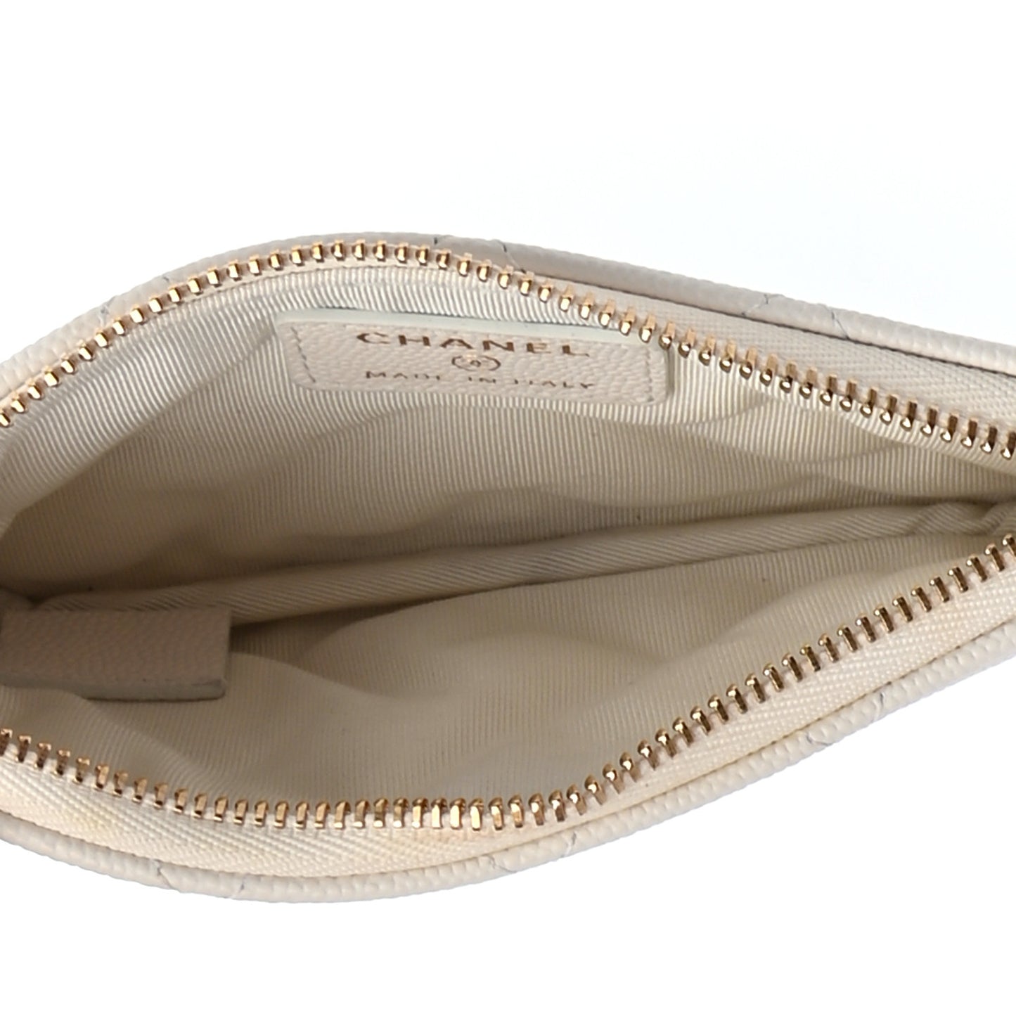 Caviar Quilted Small Cosmetic Case White