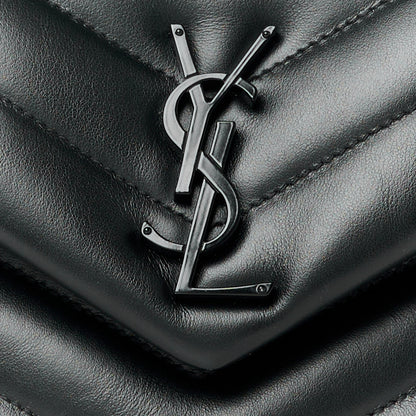 Saint Laurent Calfskin Y Quilted Monogram Monochrome Small Loulou Chain Satchel Black 9 of 12