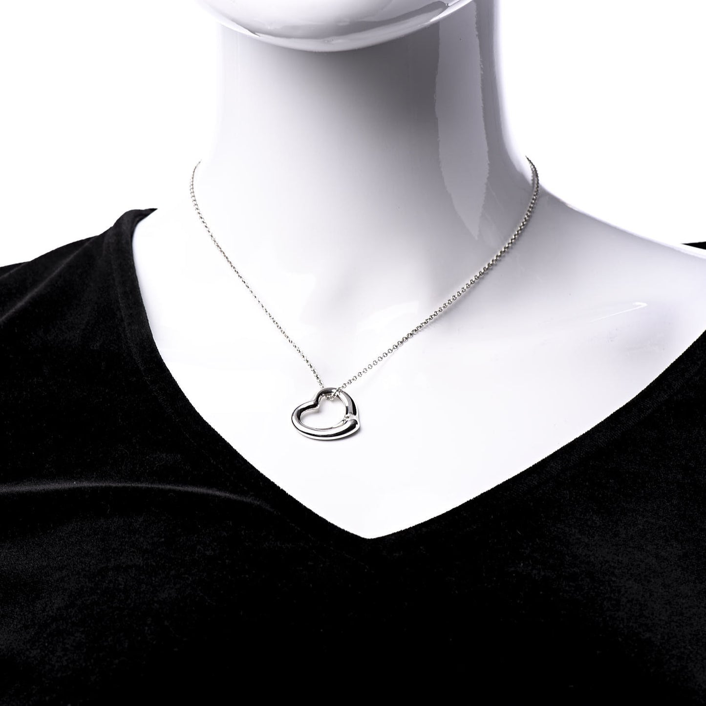 Sterling Silver 22mm Elsa Peretti Open Heart Pendant Necklace