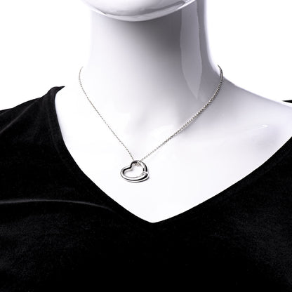 Tiffany Sterling Silver 22mm Elsa Peretti Open Heart Pendant Necklace 2 of 9