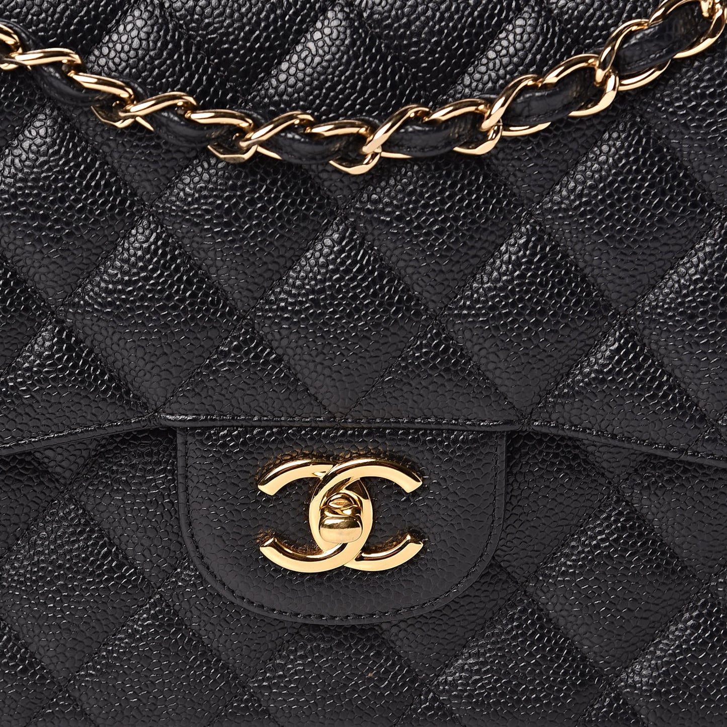 Caviar Quilted Jumbo Double Flap Black