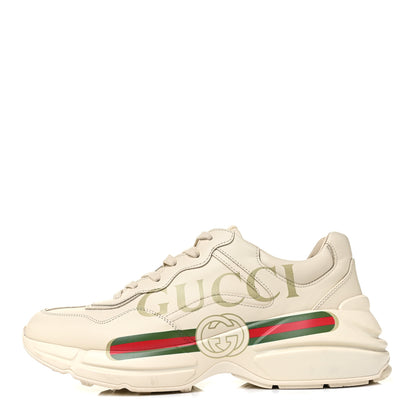 Gucci Calfskin Logo Mens Rhyton Sneakers 9 Ivory 1 of 10