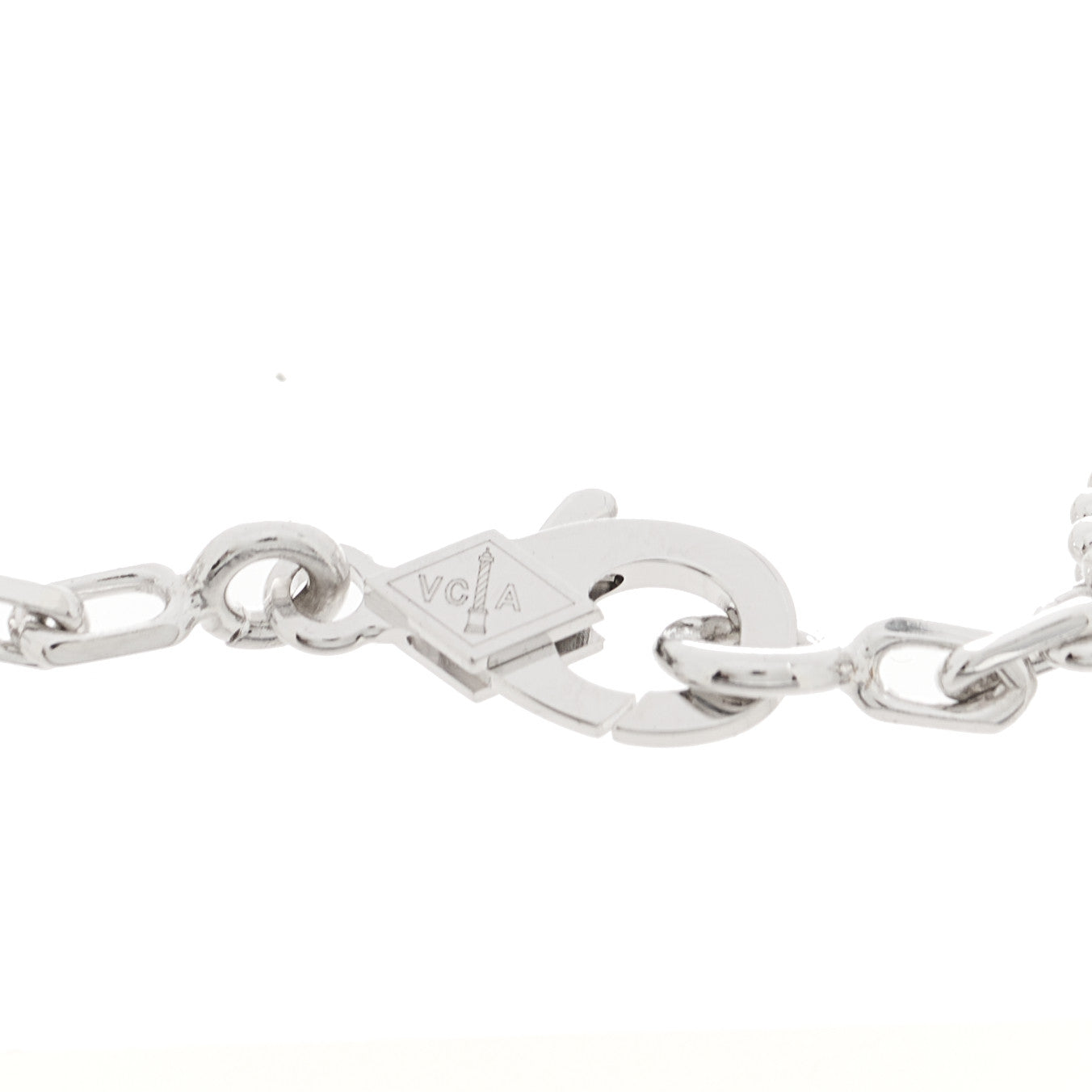 18K White Gold 5 Motifs Guilloche Vintage Alhambra Bracelet