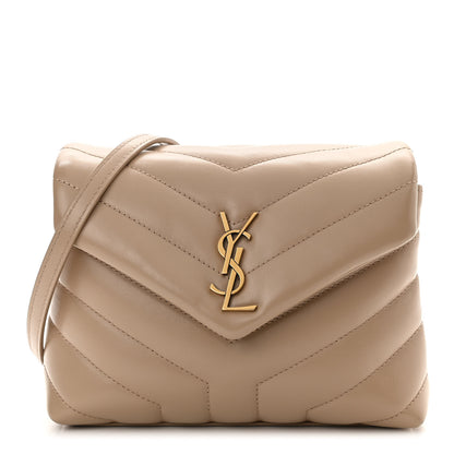 Saint Laurent Calfskin Y Quilted Monogram Toy Loulou Crossbody Bag Dark Beige 1 of 10