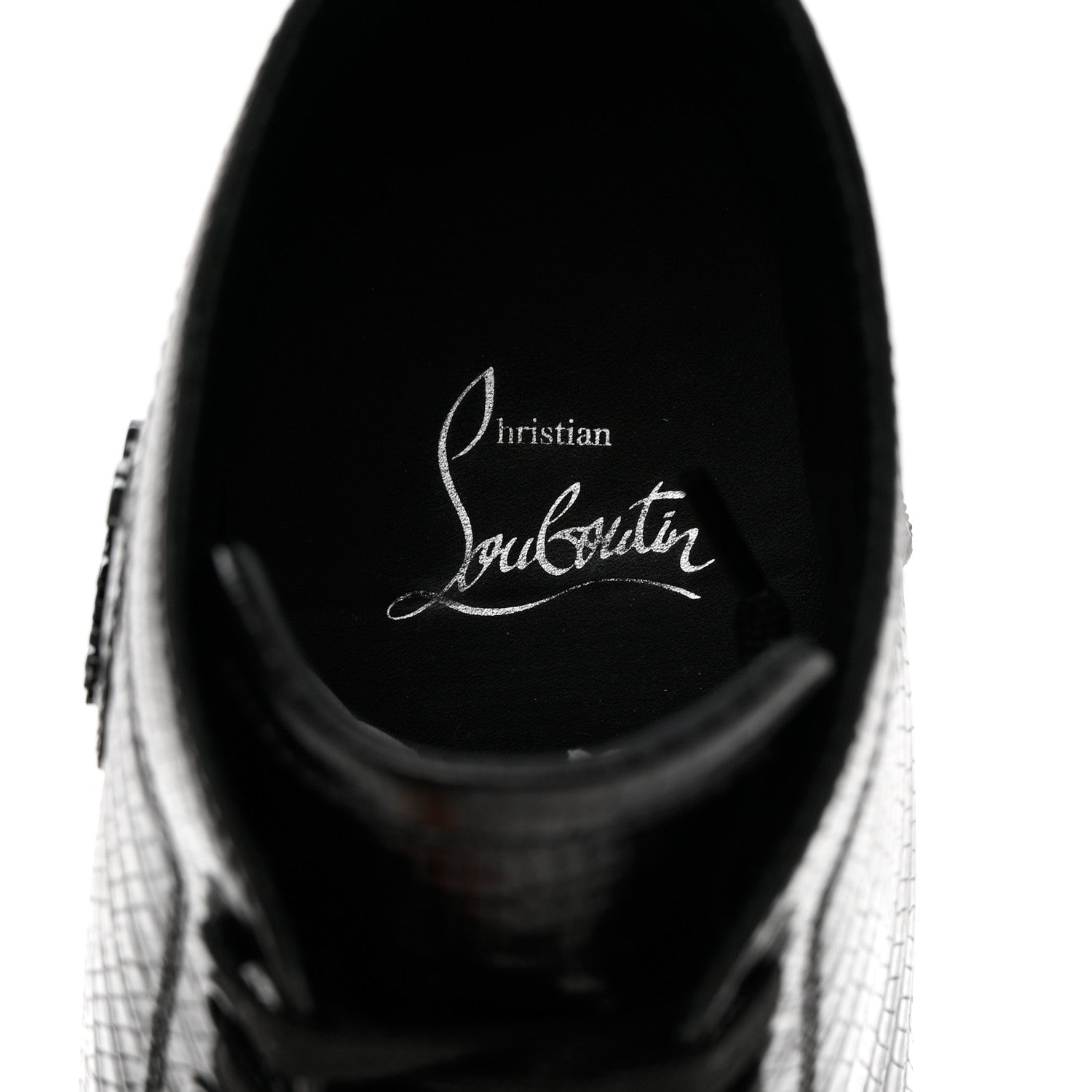 Christian Louboutin Calfskin Lizard Embossed Womens Lou Spikes Flat Sneakers 40.5 Black 6 of 13