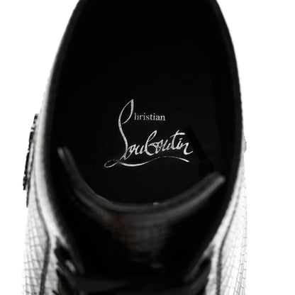 Christian Louboutin Calfskin Lizard Embossed Womens Lou Spikes Flat Sneakers 40.5 Black 6 of 13