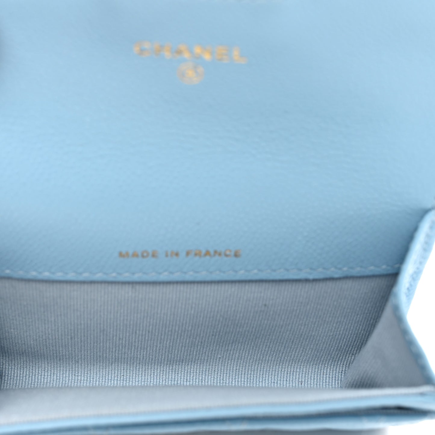 Caviar Quilted Flap Card Holder Wallet Light Blue