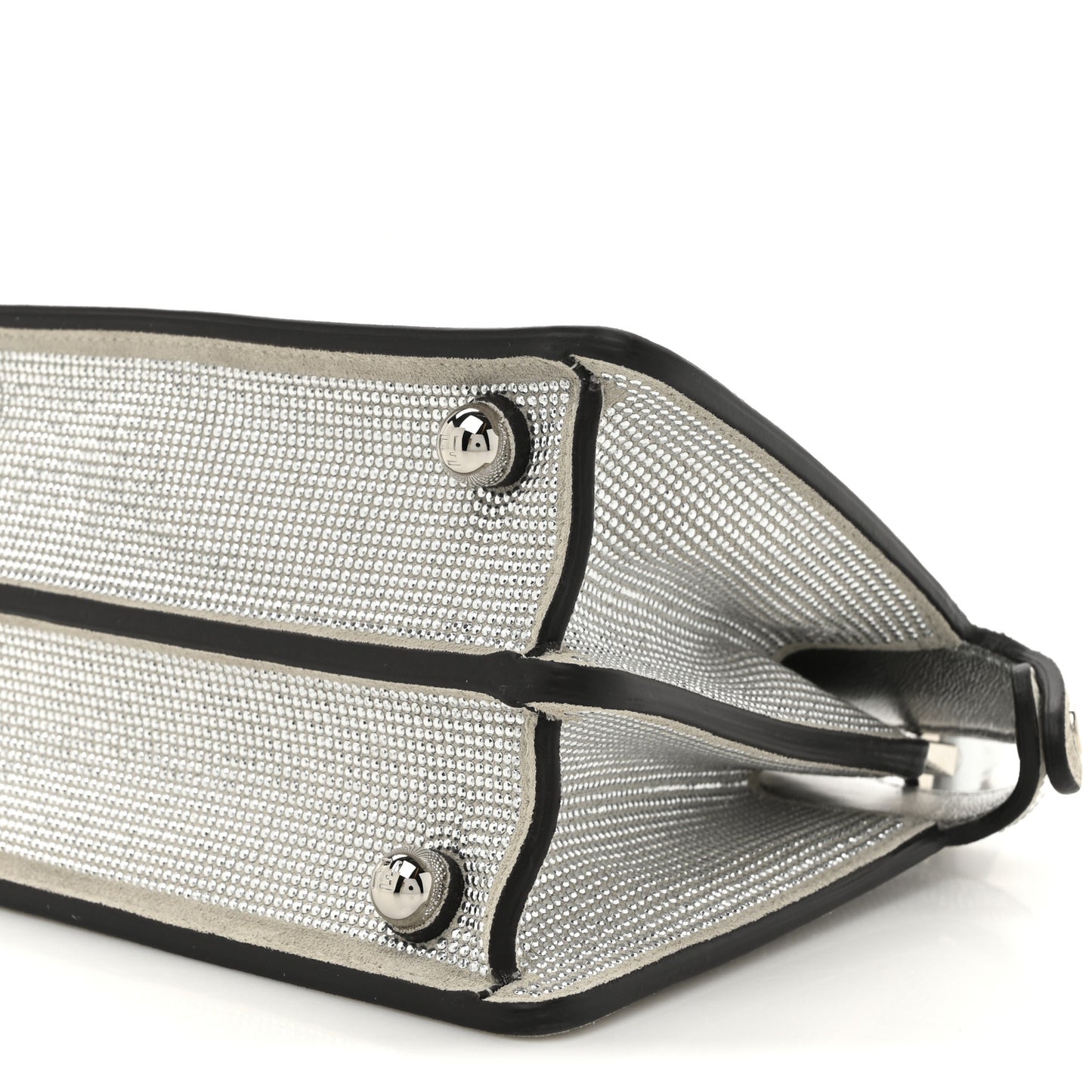 Crystal Vitello Laminato FF Petite Peekaboo I SEE U Satchel Crystal Argento