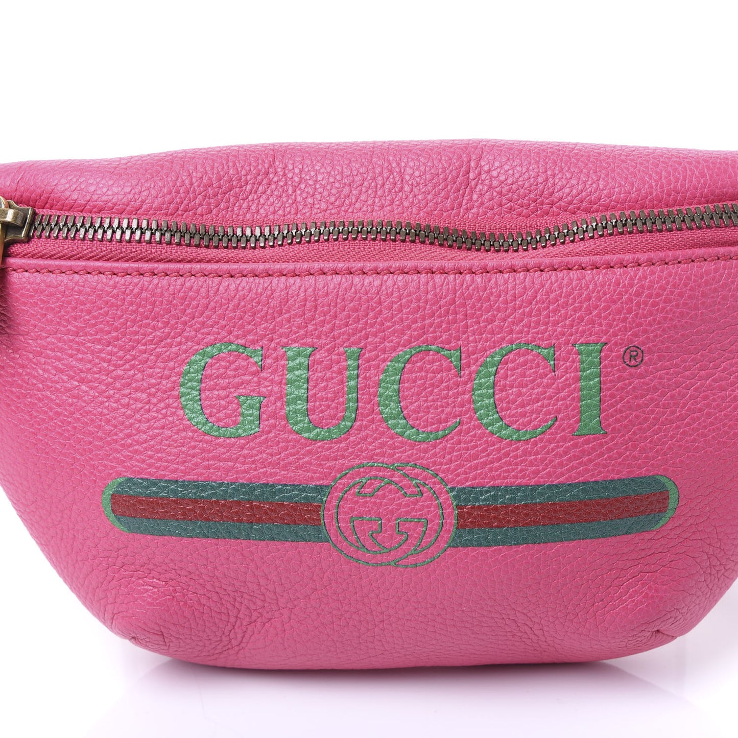 Grained Calfskin Small Logo Belt Bag Box Pink Green