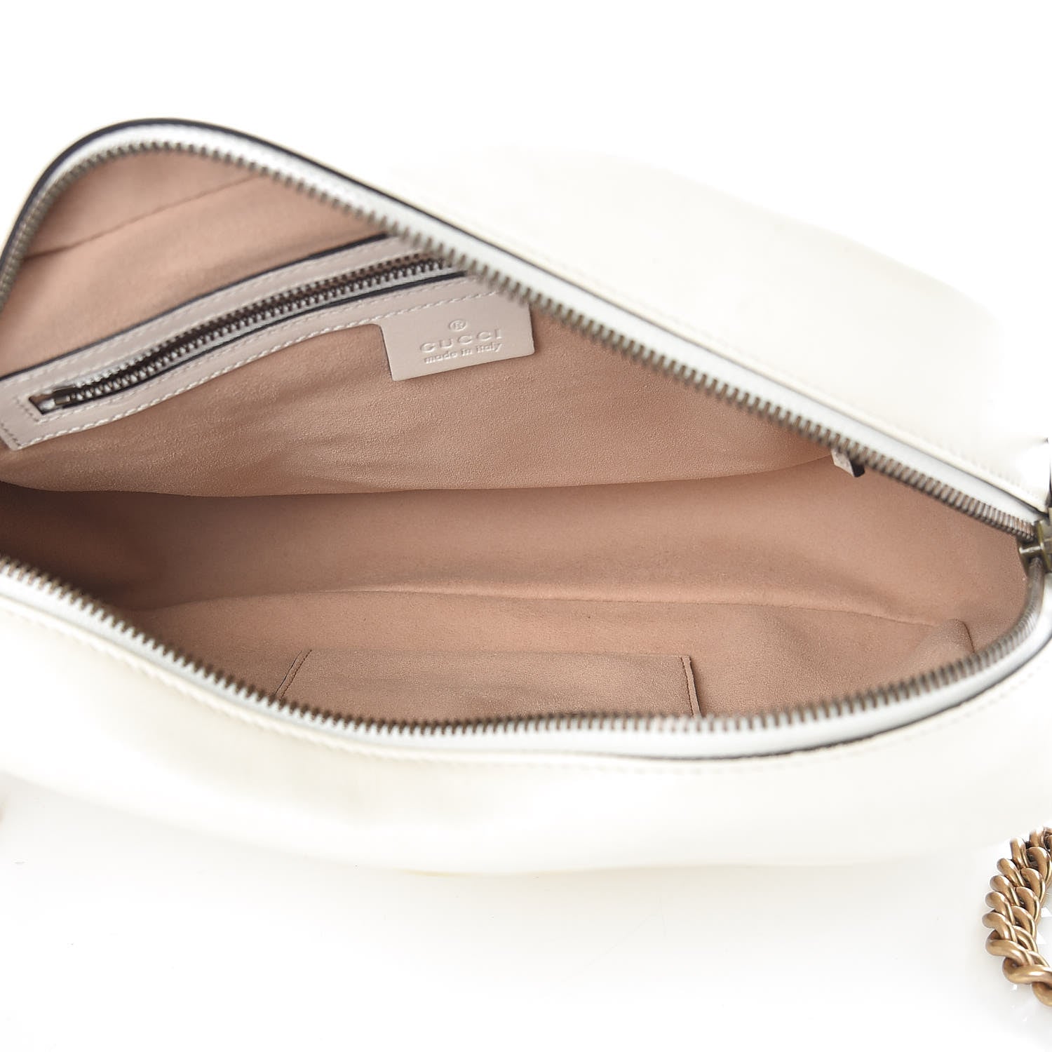 Gucci Calfskin Matelasse Medium GG Marmont Chain Shoulder Bag Mystic White 5 of 16