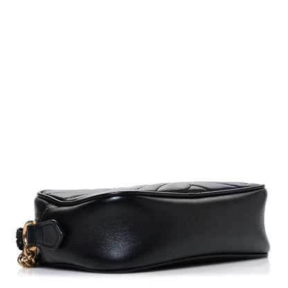Gucci Calfskin Matelasse Mini GG Marmont Chain Shoulder Bag Black 4 of 10