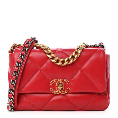 Chanel Lambskin Quilted Medium Chanel 19 Flap Red 1 of 10