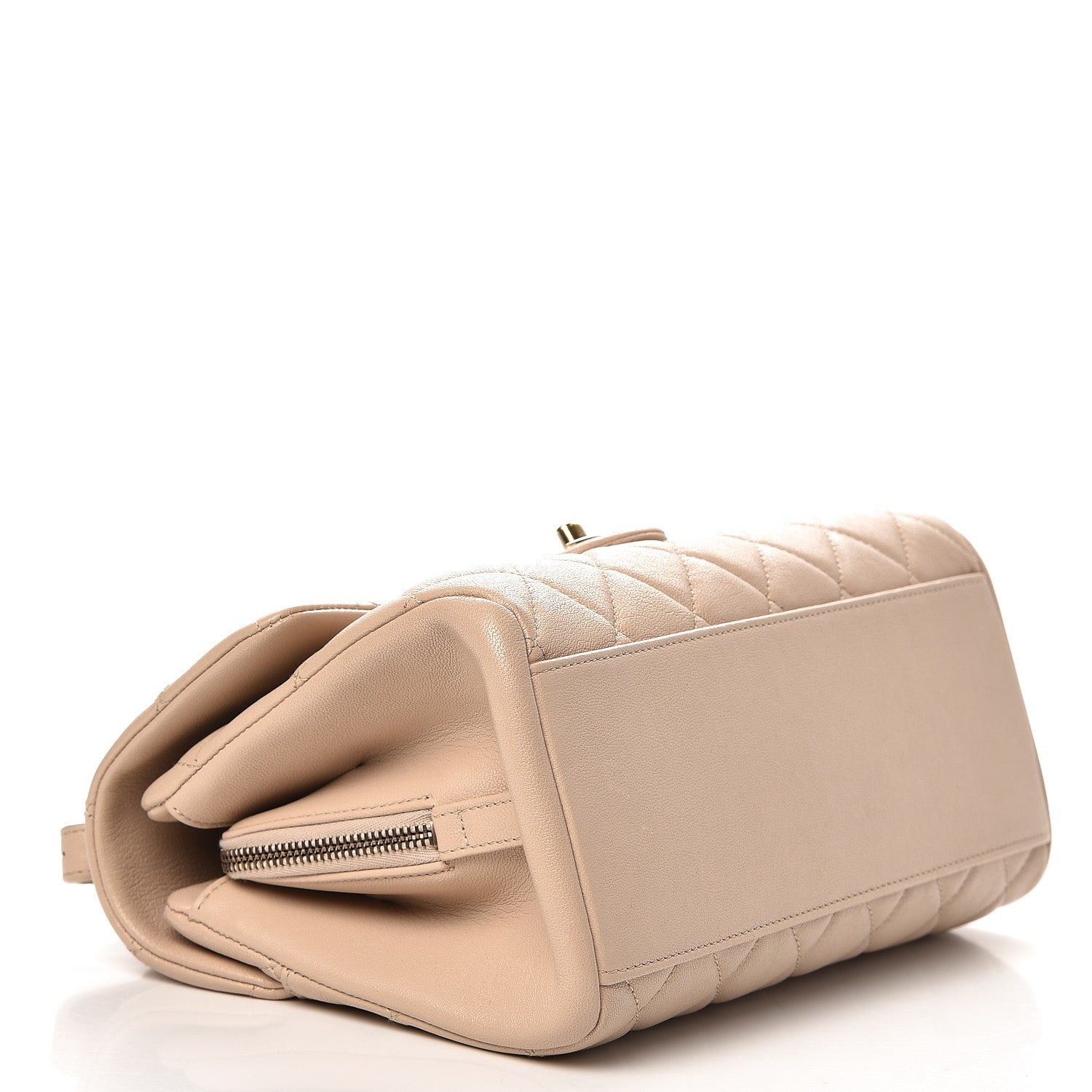 Chanel Shiny Sheepskin Quilted Small Trapezio Flap Beige 4 of 8