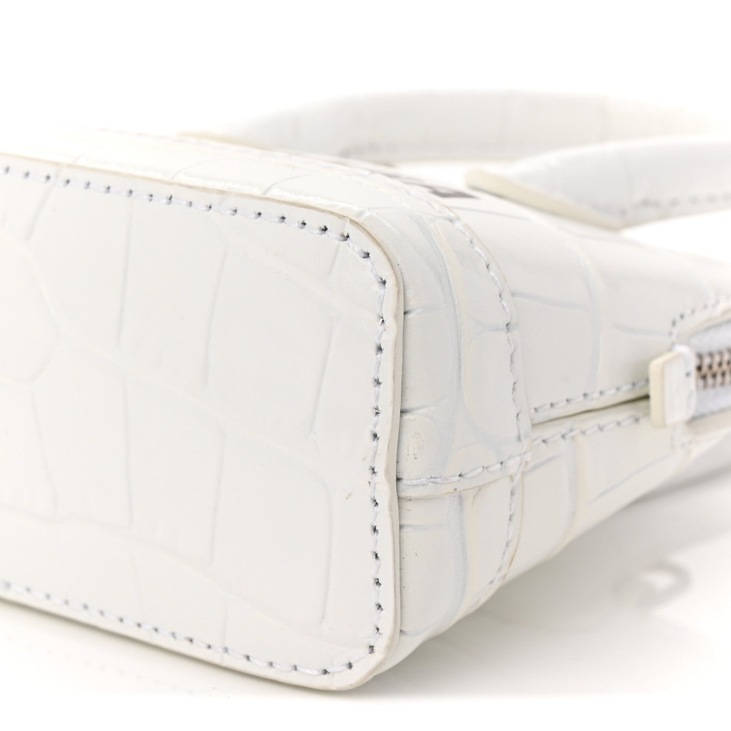 Balenciaga Calfskin Logo Crocodile Embossed Mini Ville Top Handle Bag White Black 9 of 10