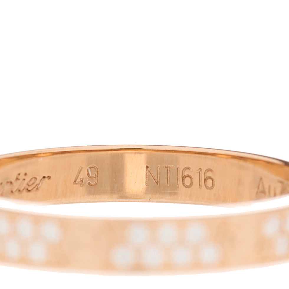 Cartier 18K Pink Gold Diamond 2.6mm LOVE Paved Band Ring 49 4.75 4 of 5