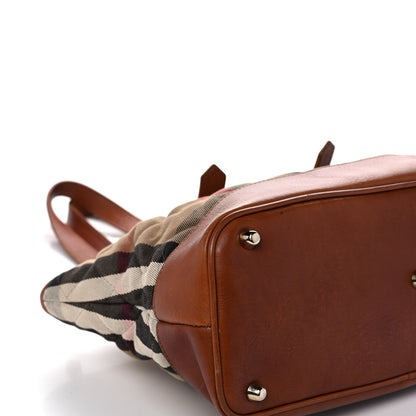 Burberry Canvas Quilted Nova Check Tote Brown 9 of 16