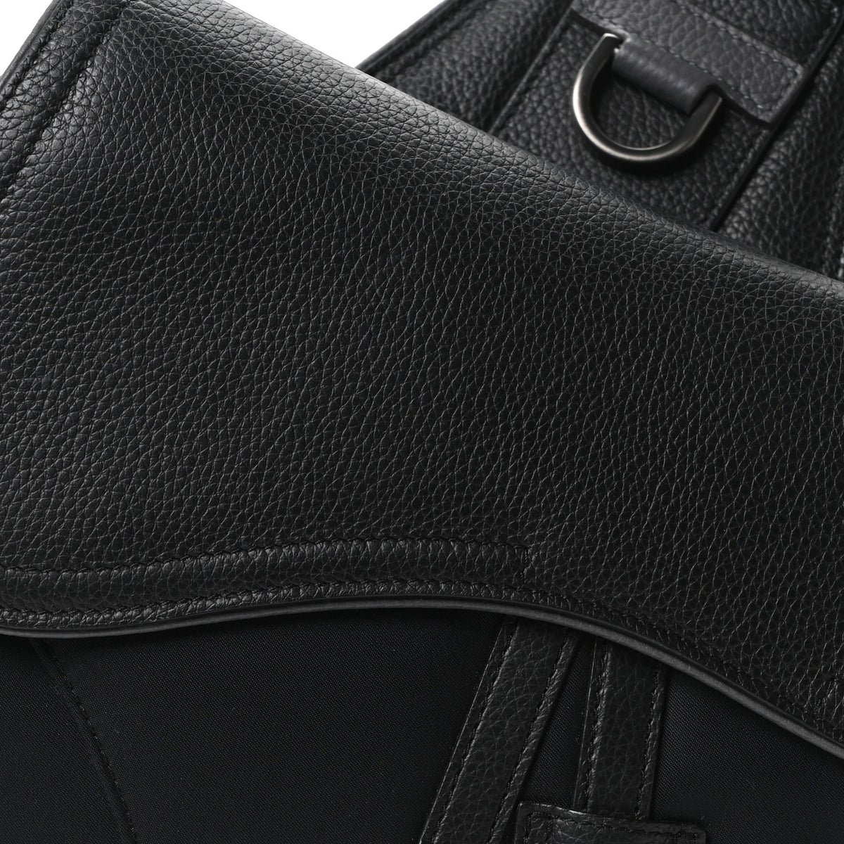 Christian Dior X SACAI Grained Calfskin Technical Fabric Mens Saddle Bag Black 8 of 10