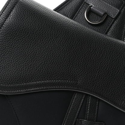 Christian Dior X SACAI Grained Calfskin Technical Fabric Mens Saddle Bag Black 8 of 10