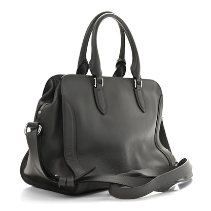 Alexander McQueen Pebbled Calfskin Small Skull Padlock Zip Around Tote Dark Grey 3 of 10