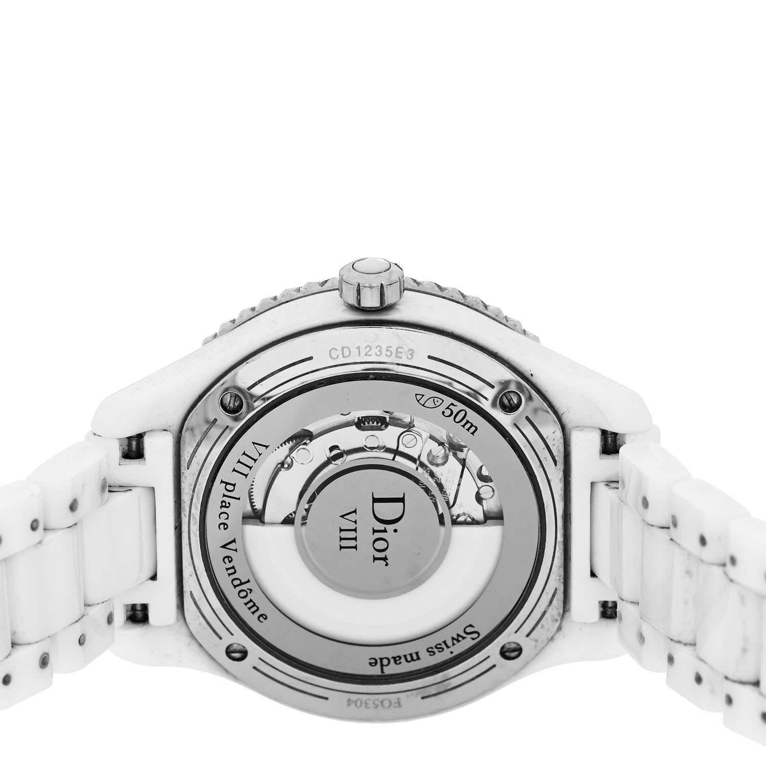 Christian Dior Stainless Steel Ceramic Diamond 33mm Dior VIII Automatic Watch White 4 of 4