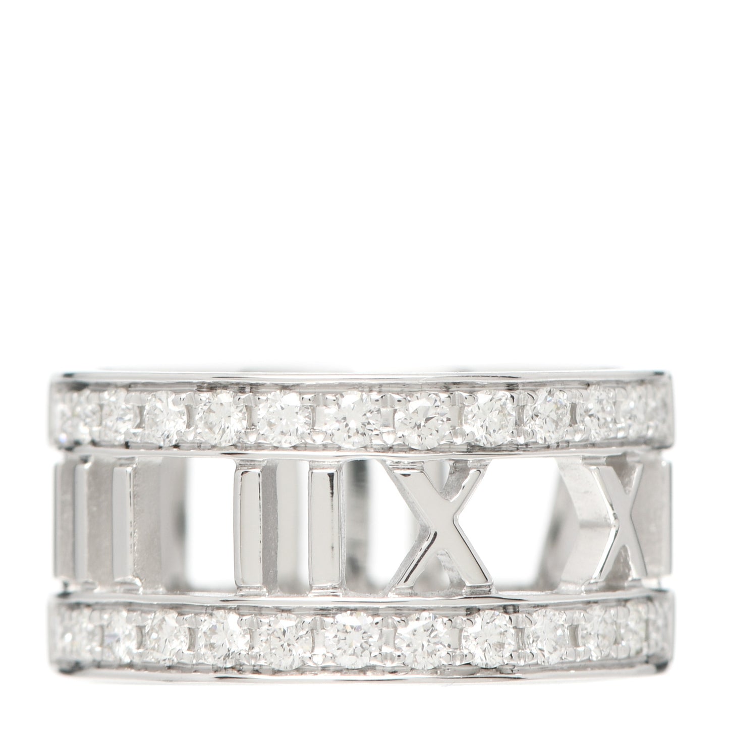 18K White Gold Diamond Wide Atlas Open Ring 50 5.5