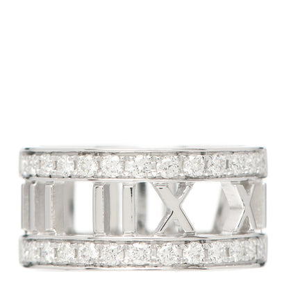 Tiffany 18K White Gold Diamond Wide Atlas Open Ring 50 5.5 1 of 5