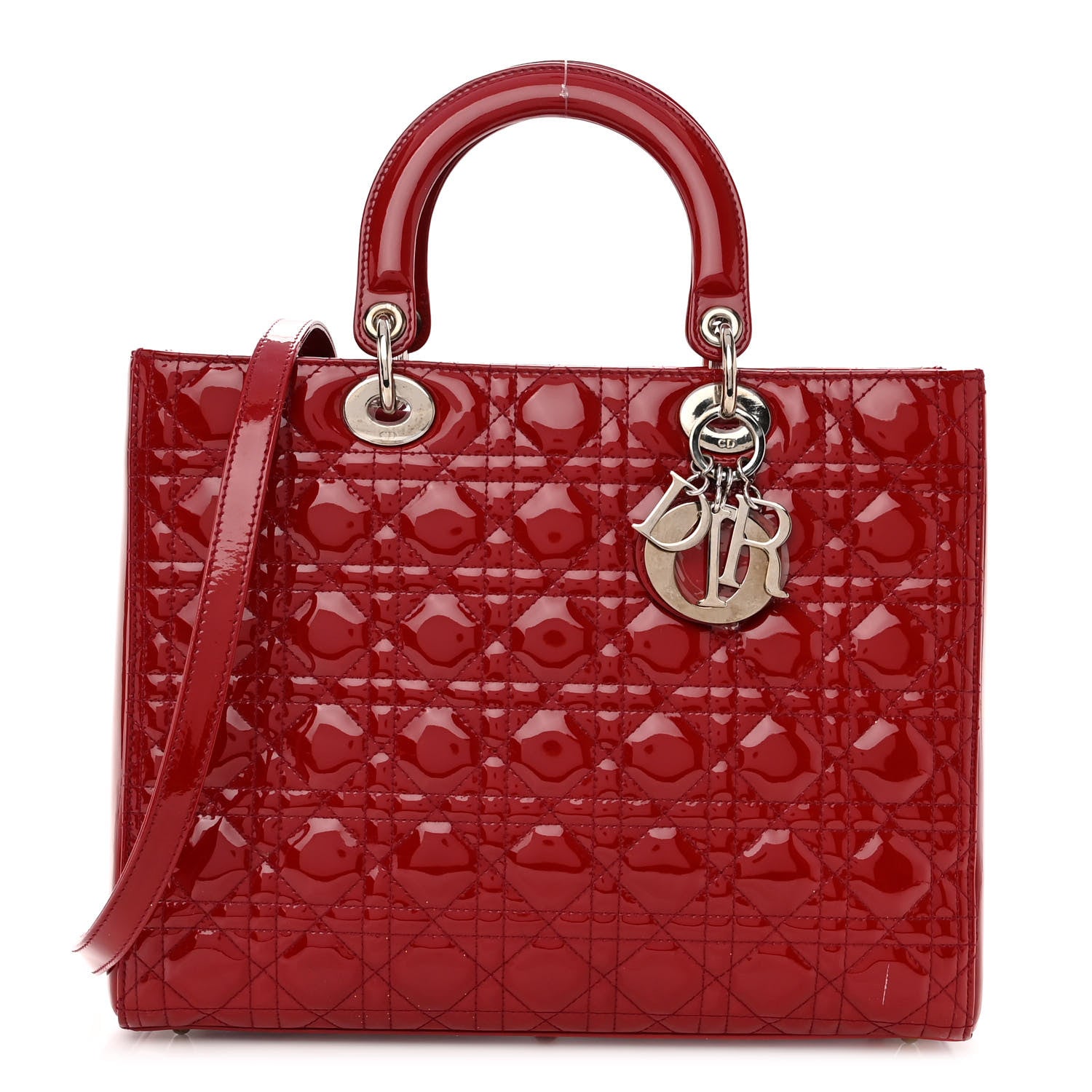 Christian Dior Patent Cannage Large Lady Dior Red 1 of 9