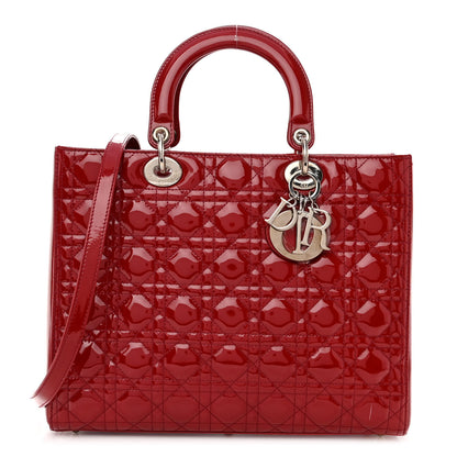 Christian Dior Patent Cannage Large Lady Dior Red 1 of 9