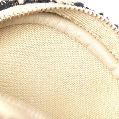 Chanel Tweed Shearling Quilted Coin Purse Beige Black 6 of 6