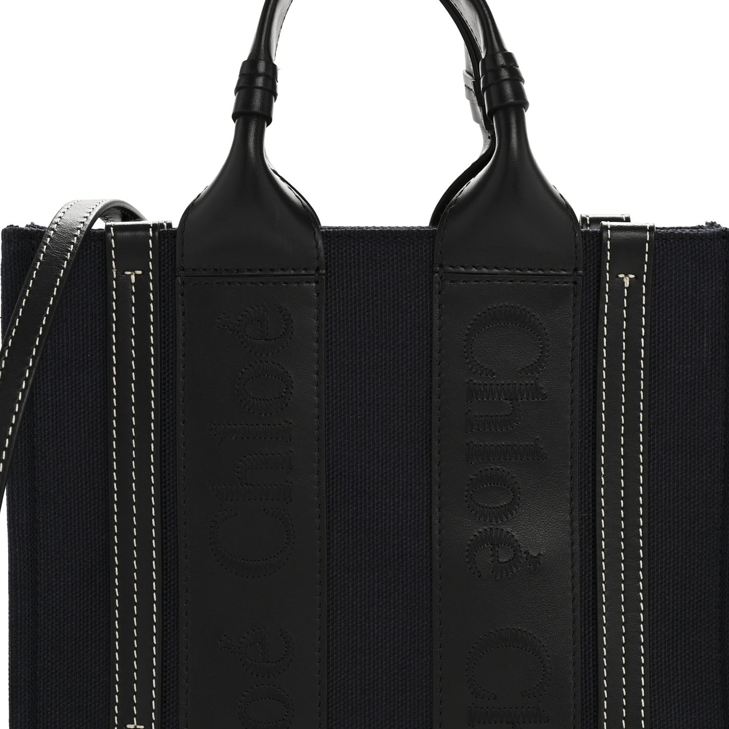 Calfskin Linen Small Woody Tote Deep Denim