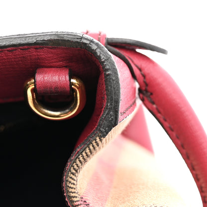 Burberry Grainy Calfskin House Check Small Banner Tote Red 9 of 12