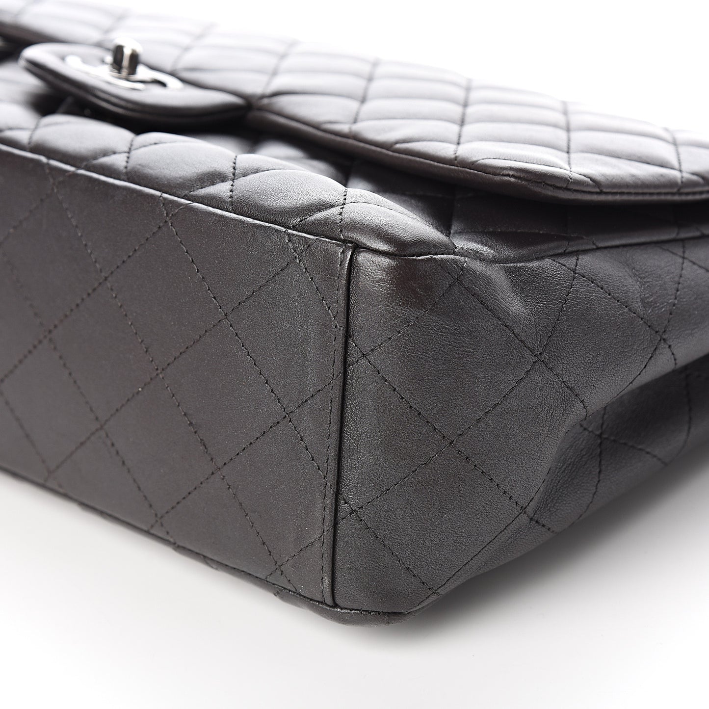Metallic Lambskin Quilted Maxi Single Flap Grey