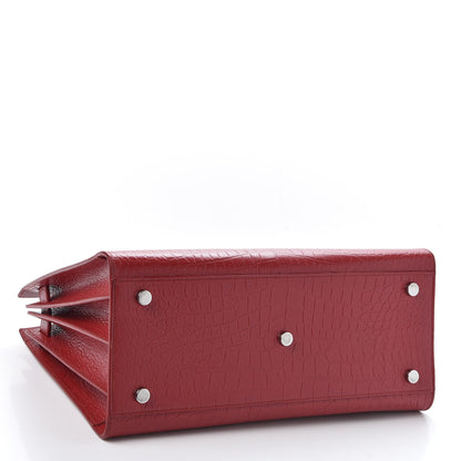Saint Laurent Calfskin Crocodile Embossed Small Sac De Jour Eros Red 3 of 9