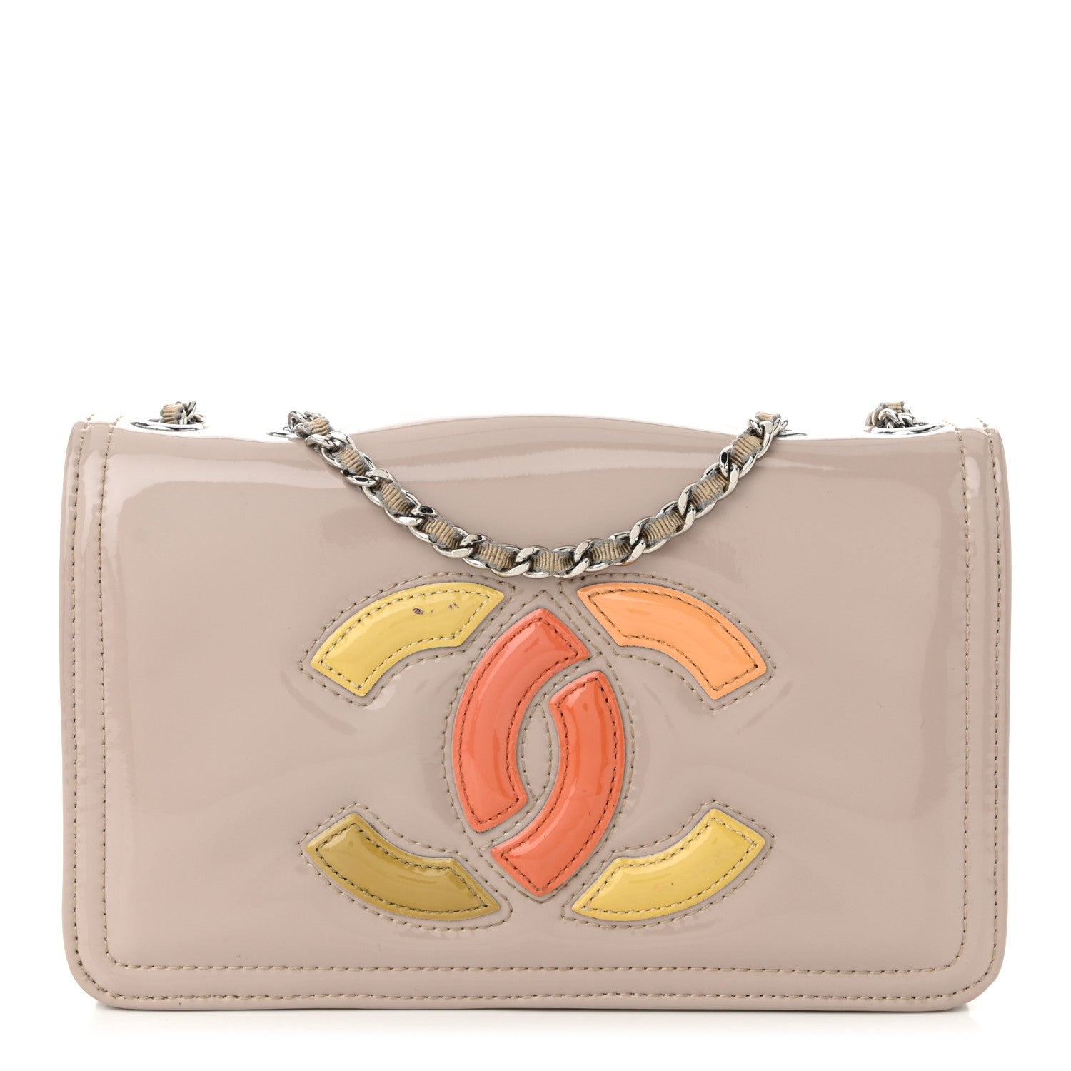 Chanel Vinyl Lipstick Wallet On Chain WOC Beige 1 of 12
