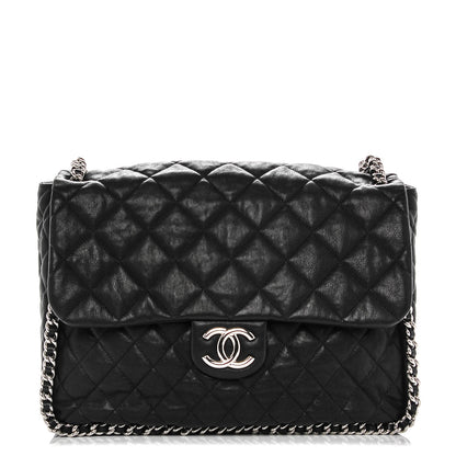 Chanel Washed Lambskin Quilted Maxi Chain Around Flap Black 1 of 7