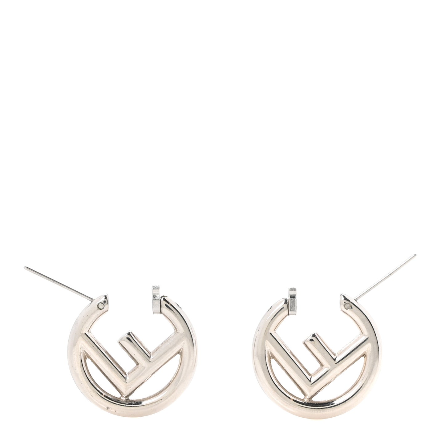 Metal FF Hoop Earrings Silver