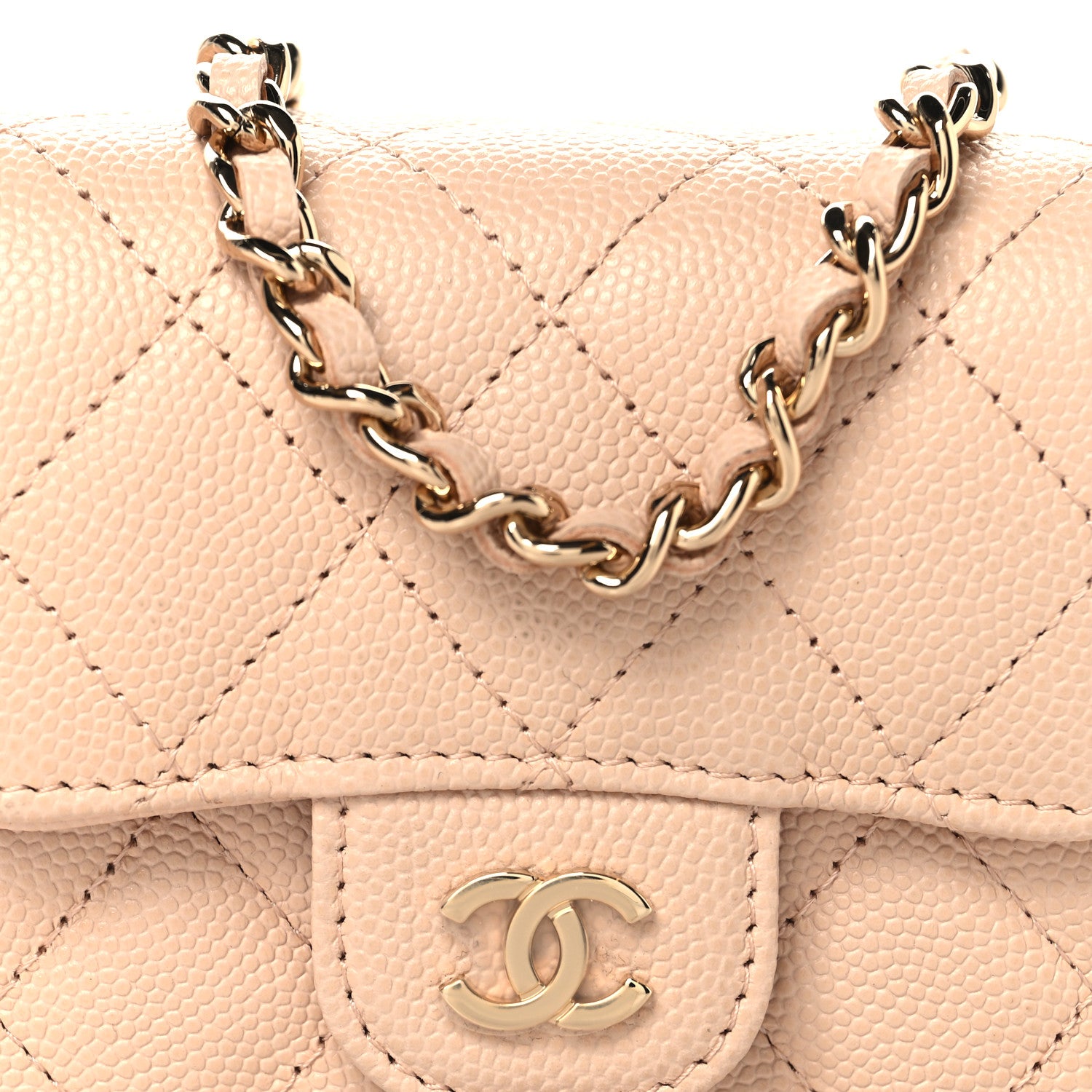 Chanel Caviar Quilted Mini Clutch With Chain Light Beige 8 of 10