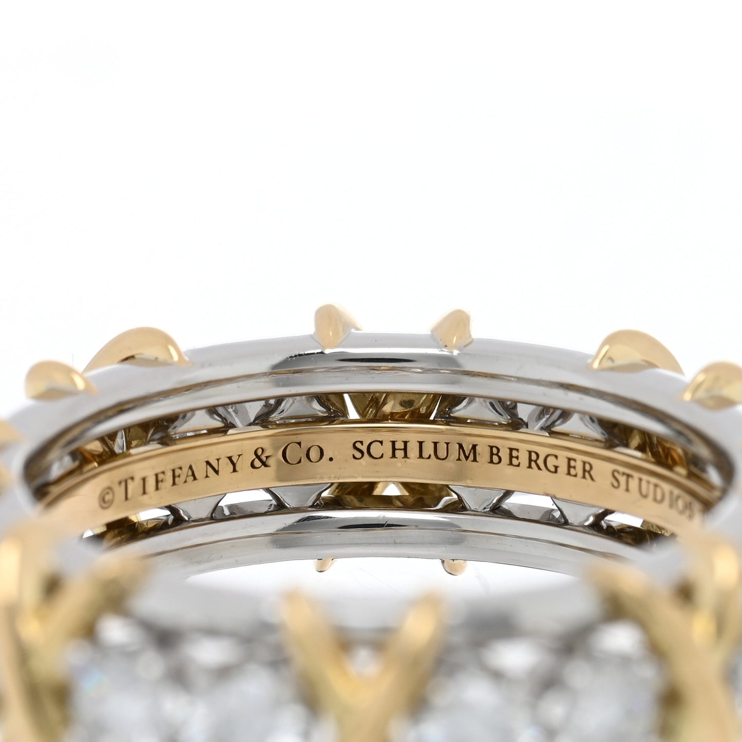 Platinum 18K Yellow Gold Diamond Schlumberger Sixteen Stone Ring 50 5.25