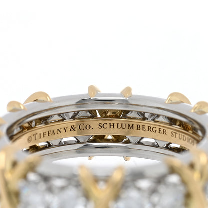 Tiffany Platinum 18K Yellow Gold Diamond Schlumberger Sixteen Stone Ring 50 5.25 4 of 5