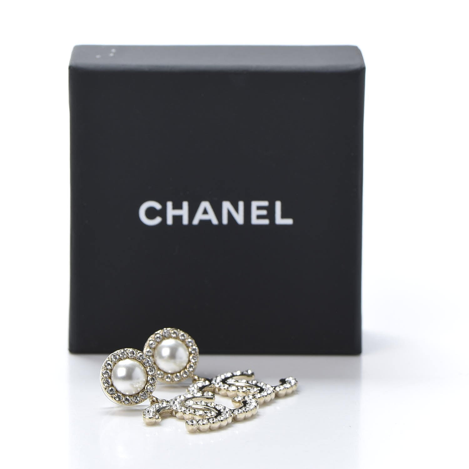 Chanel Crystal Pearl Bow-tiful CC Drop Earrings Gold 5 of 5