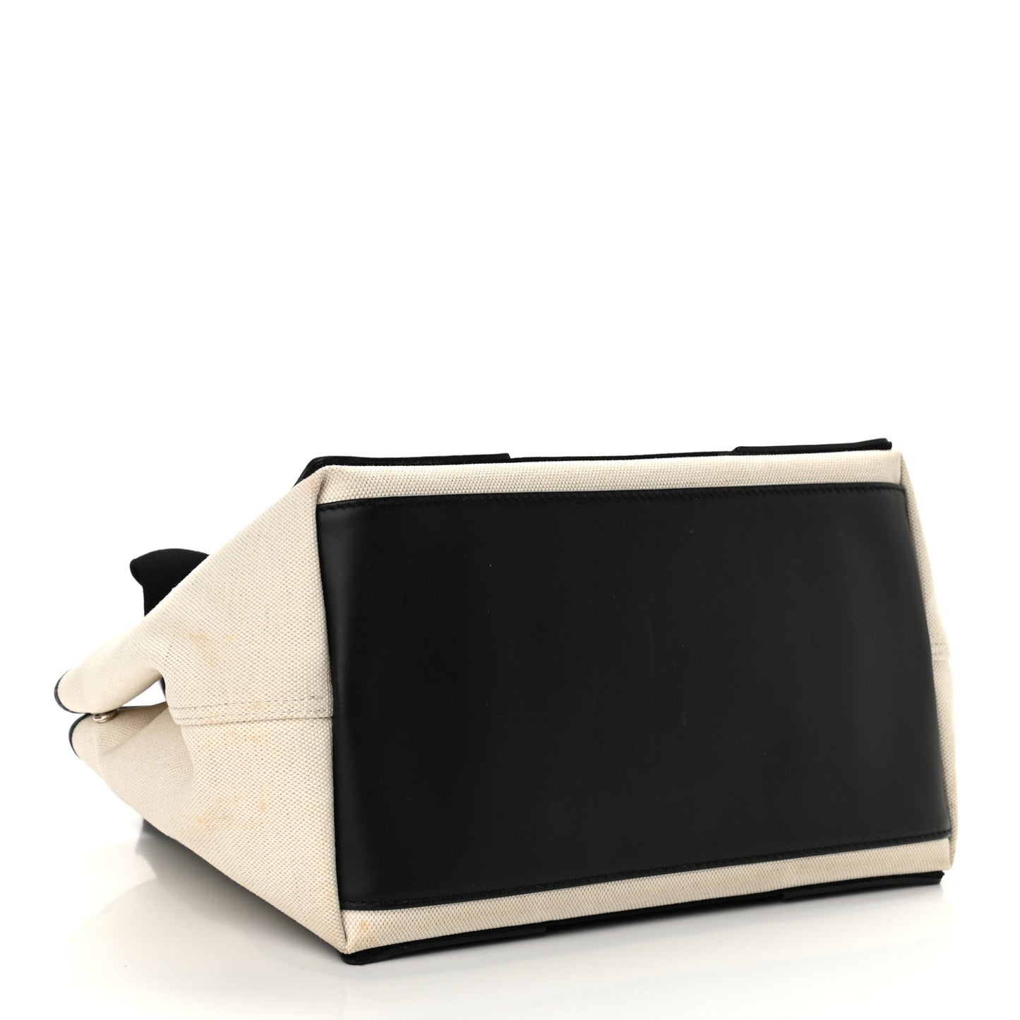 Cotton Canvas Satin Calfskin S Navy Cabas Natural Black