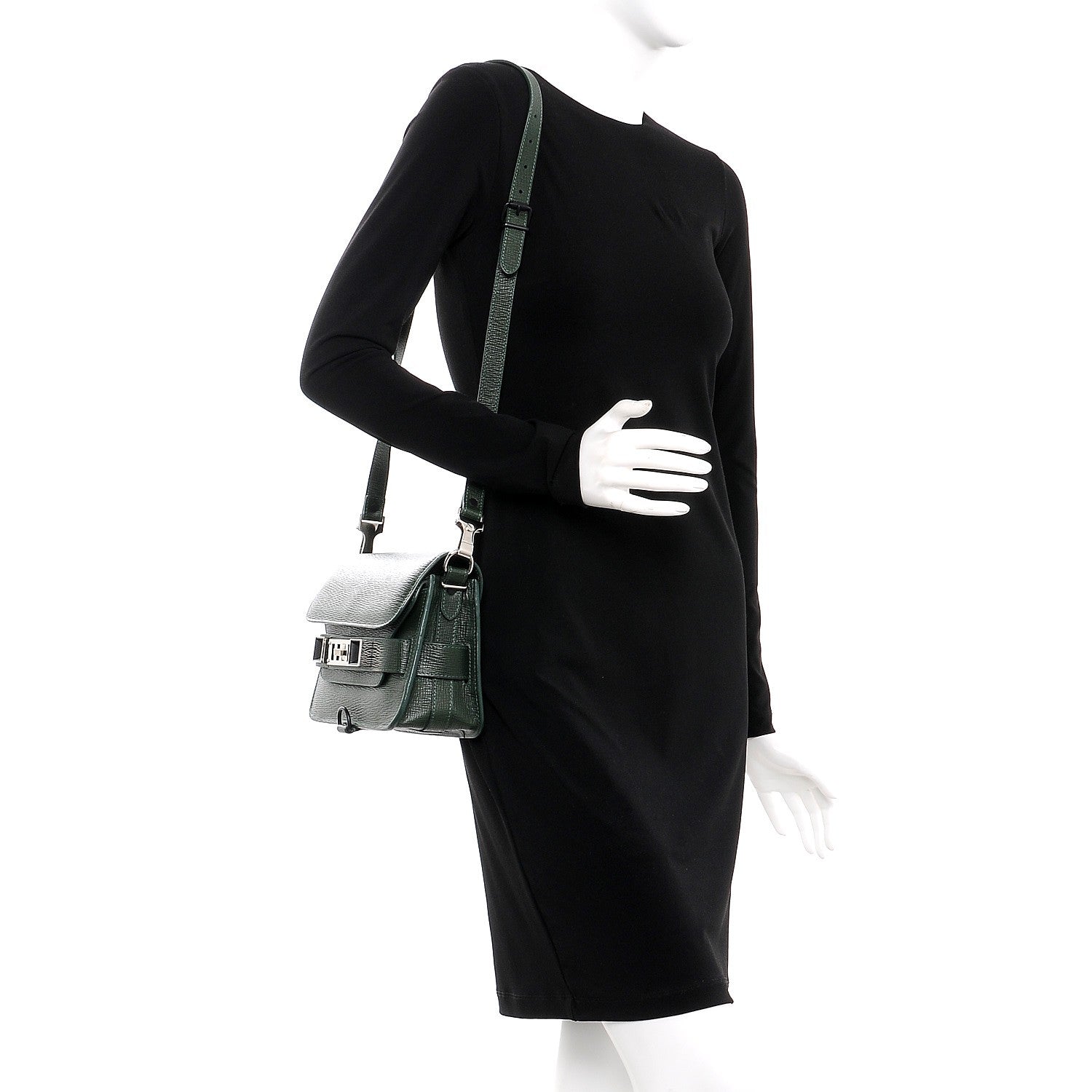 Proenza Schouler New Linosa Mini PS11 Classic Shoulder Bag Verde Bottiglia 2 of 8
