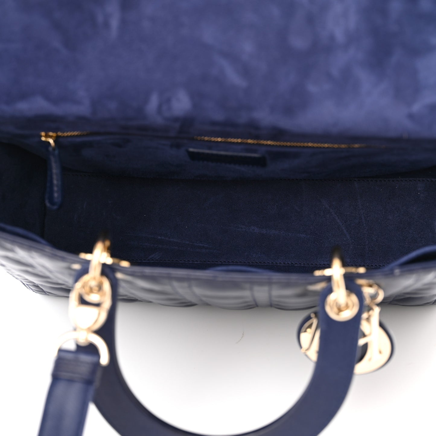 Lambskin Cannage Large Lady Dior Navy Blue