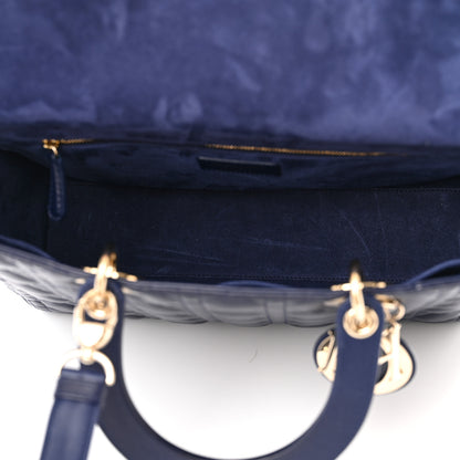 Christian Dior Lambskin Cannage Large Lady Dior Navy Blue 5 of 9
