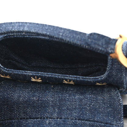 Christian Dior Denim Embroidered Micro Saddle Bag With Strap Blue Gold 5 of 9