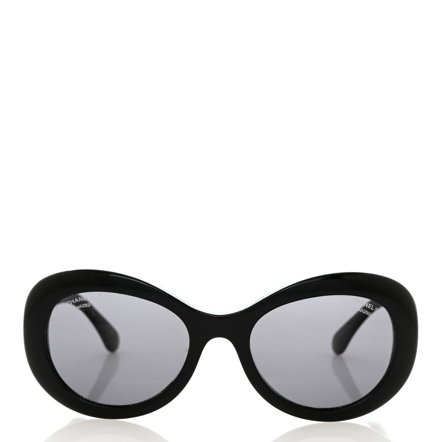 Chanel Acetate Polarized Oval CC Sunglasses 5469-B Black 2 of 8