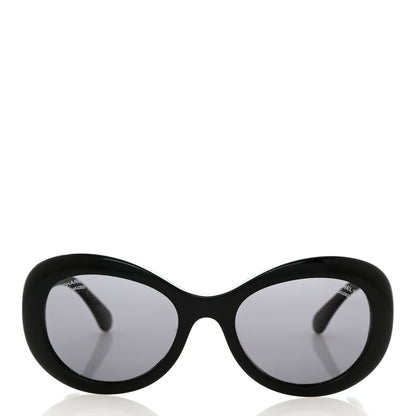Chanel Acetate Polarized Oval CC Sunglasses 5469-B Black 2 of 8